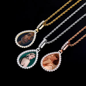 New Innovative Retro Memory Photo Oval Frame <b>Solid</b> <b>Pendant</b> Hip Hop Iced Bling Lab Diamond Memory Picture <b>Pendant</b> Necklace - Product Image 4