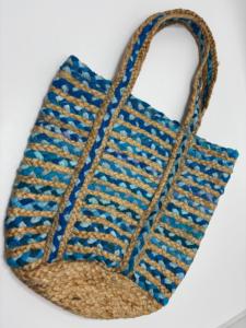 Handmade Recycled Sari and Jute Durable Waterproof Tote Bag Eco Friendly Shopping Beach Everyday Carry Wholesale - Product Image 4