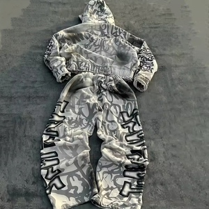 Survêtement unisexe à imprimé loup, à capuche, manches longues, fermeture éclair, vêtement décontracté d'hiver, coupe régulière, poches latérales, 100% polyester - Product Image 3