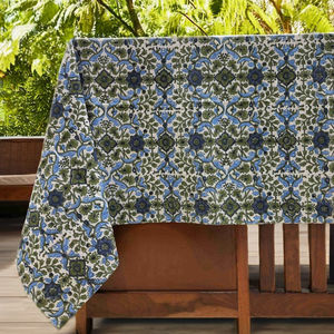 Sanvi K Handicrafts Art Nouveau Flora Print 100% Coton Lin Imprimé à la main sur table véritable - Product Image 1