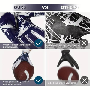 Guantes de Receptor de Fútbol Americano de Diseño Personalizado, Completamente Transpirables, Ligeros, Antideslizantes, con Correa Ajustable para la Muñeca - Product Image 4
