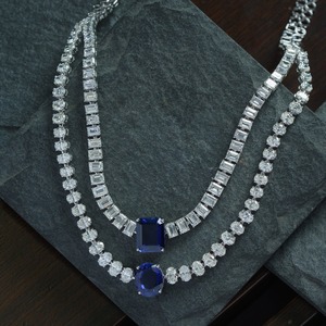 Hermoso Collar de Plata 925 con Moissanita, Corte Radiante, Cristales Ovalados, Moda Femenina - Product Image 2