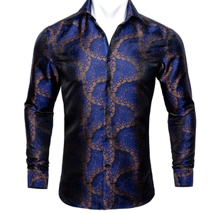 Camisas de Seda con Estampado Floral para Hombre, Camisas Casuales de Manga Larga para Otoño, Camisa de Vestir con Diseño Floral para Hombre - Product Image 3