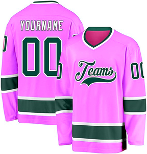 Tenue de hockey sur glace personnalisée de haute qualité 100 % polyester pour hommes et femmes, faible MOQ, vente en gros, impression par transfert thermique, service OEM, maillot de hockey vierge - Product Image 1