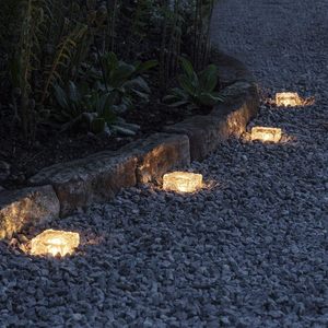 Lampes solaires carrées en verre pour jardin, à encastrer, avec éclairage chaud pour l'ambiance de la villa et la décoration paysagère - Product Image 1