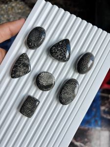 Coral Fósil Negro 100% Natural, Gema Suelta de Alta Calidad, Cabujón de Coral Fósil Hecho a Mano para Decoración y Joyería - Product Image 2