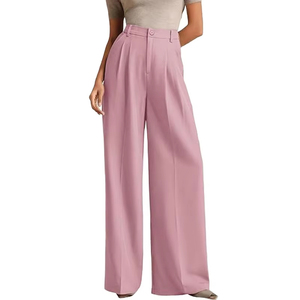 Pantalones Cargo de Felpa para Mujer, Pierna Ancha, Color Granate, Largos, Corte Regular, Cintura Elástica, Logotipo Bordado, Ropa Casual de Invierno - Product Image 3