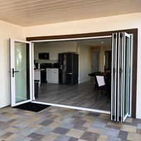 Porte pliante accordéon en verre avec moustiquaire, porte pliante en aluminium pour balcon anti-moustiques pour salon et patio