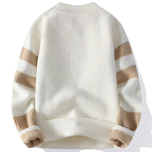 <b>Men's</b> Fashion Patchwork Round <b>Neck</b> Half Turtleneck <b>Sweater</b> <b>Men's</b> Knitted <b>Sweater</b> <b>Men's</b> Couple Style <b>Sweater</b> with Fleece - Product Image 2