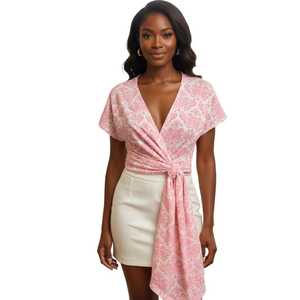 <b>Pink</b> White Damask Shawl <b>Wrap</b> for Women Soft Lightweight Elegant Floral Pattern Fashion Scarf Stole for Party Evening Wear Gift - Product Image 1