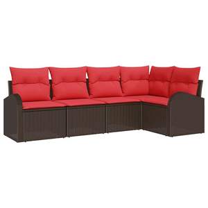 Juego de sofás de jardín de ratán sintético marrón de 5 piezas - Product Image 2