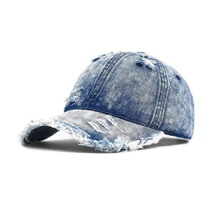Vintage Distressed Denim Baseball Cap Custom Embroidered Logo Adjustable Cotton <b>Dad</b> <b>Hat</b> Washed Retro Streetwear Bulk Wholesale - Product Image 3