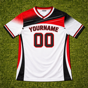 เสื้อฟุตบอลทีมโรงเรียนแบบสั่งทำพิเศษ แห้งเร็ว ระบายอากาศได้ดี ผ้าโพลีเอสเตอร์ 100% ปักชื่อและหมายเลขผู้เล่นตามสั่ง - Product Image 1