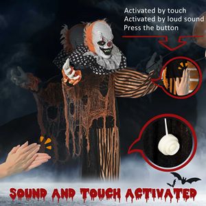 Clown da Circo Animato Parlante a Grandezza Naturale da 65 Pollici, Decorazione di Halloween con Movimento e Suono Attivati, con Palloncino, per Esterni - Product Image 6