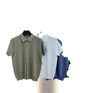 Novedad de verano, camisetas para hombre, Color sólido para Polo, 100% de algodón, manga corta, cuello vuelto, camisetas con cremallera, ropa de calle informal - Product Image 3