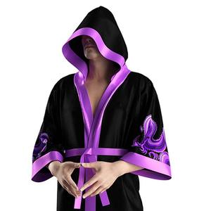 Batas de Boxeo Ligeras para Hombre, Negras, Transpirables, que Absorben la Humedad, de Poliéster, para Calentamiento Previa al Combate, MMA - Product Image 6