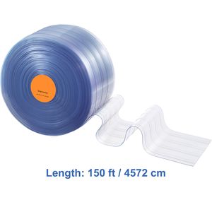 Cortina de tiras de PVC de 150 pies de largo, 8 pulgadas de ancho, 0.08 pulgadas de grosor, transparente, con nervaduras, para puertas, rollo a granel para logística y almacenes, plástico - Product Image 5