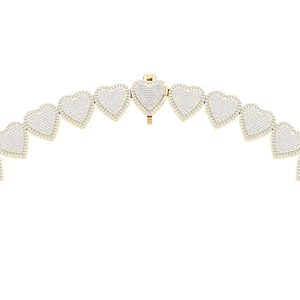 Diamond Heart Link <b>Necklace</b> 10.11CT Lab Grown IGI Certified 14K Gold Heart Halo Luxury <b>Statement</b> Jewelry Wholesale OEM ODM - Product Image 4