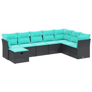 Grand ensemble de canapés de jardin modulaires en polyrotin noir, meubles d'extérieur modulaires élégants - Product Image 2