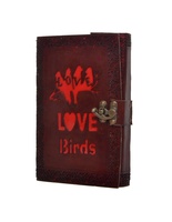 Coupe Travail Conception À La Main Vintage En Cuir Véritable Journal Amour Oiseau Cahier Blanc Papier Blanc En Laiton Antique C-Lock Journal Journal
