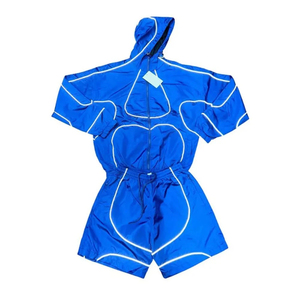 Ensemble de shorts de course coupe-vent à capuche de couleur unie pour hommes, vente en gros, deux pièces, haute qualité, nouvelle mode - Product Image 3