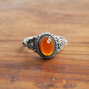 Anillo midi de cornalina, plata 925, hecho a mano, anillo llamativo para mujer, regalo de cumpleaños o aniversario hecho a mano para ella - Product Image 1