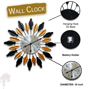 Handmade Antique Metal Wall <b>Clock</b> for Home Living Dining Bedroom and Office Black Gold 27.5 Inch Manufacturer Indian Factory - Product Image 5
