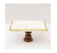 Support à gâteau en bois et marbre de haute qualité, réutilisable, design tendance, passe au lave-vaisselle, décoration de mariage et de maison, taille et logo personnalisables