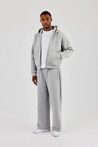 Nouvel Arrivage Survêtement Homme Hiver en Coton Lourd de Haute Qualité, comprenant un Hoodie Boxy Gris Personnalisé et un Pantalon Large Brodé - Product Image 2
