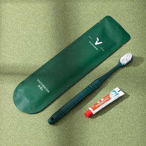 <span class=keywords><strong>Kit</strong></span> de toilette jetable haut de gamme pour hôtels classés, série demi-cercle verte, 7 pièces (brosses à dents, dentifrice, etc.) - Product Image 6