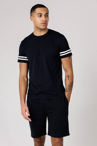 Hot Selling Men's Summer 2-Piece Set O-Neck Short Sleeve <b>Shirt</b> Pants Casual Blank Cotton <b>T</b>-<b>Shirt</b> Set Eco-Friendly 2 Piece Outfit - Product Image 2