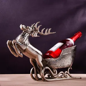 Metal Reindeer Sleigh Wine Coasters Vintage Design 41cm Length Party Beverage Cooler Durable Decorative Holder Floral Pattern 5L - Product Image 5