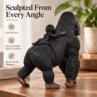 Statue d'animal de compagnie en résine à prix de gros : Gorille portant un bébé, figurine décorative de faune pour la maison et le bureau