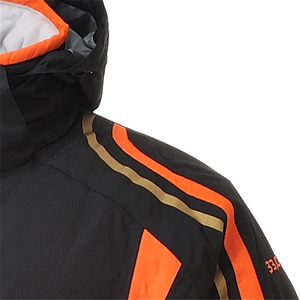 Chaqueta de Esquí Impermeable y Cortavientos Unisex Negra y Naranja con Capucha, Cierre de Cremallera, Material de Poliéster, Aislamiento de Lana - Product Image 2