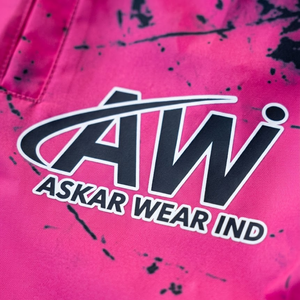 กางเกงวอร์มพิมพ์ลายสีชมพูสำหรับผู้ชาย ยี่ห้อ Askar Wear รุ่น Ind เอวยางยืด มีเชือกผูก สไตล์สตรีท น้ำหนักเบา ผลิตจากโพลีเอสเตอร์ - Product Image 2
