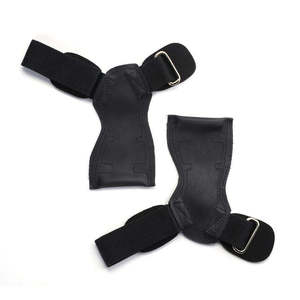 Sangles de soutien pour poignets de musculation en cuir noir, réglables, respirantes, avec logo personnalisé, pour soulever des poids lourds, anti-déchirure - Product Image 1