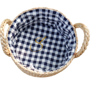 Panier en jacinthe d'eau tressée : Rangement de cuisine rond avec poignées - Product Image 4