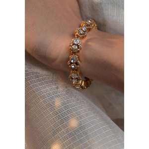 High Quality 925 <b>Silver</b> Gold Plated Trendy <b>Bangle</b> Bracelet Kundan Crystal <b>Bangle</b> <b>Indian</b> <b>Bangle</b> Set - Product Image 2