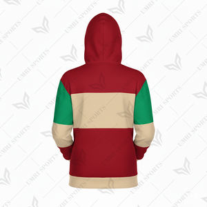 Custom LOGO Vintage Red Green Beige Color Block Pullover <b>Hoodie</b> Soft <b>Fleece</b> 100% Cotton Eco-Friendly Winter Sweatshirt for - Product Image 2