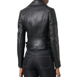 Texture Durable <b>Stitching</b> Comfortable Fit Fashion Outerwear OEM Women Leather Jacket PU Leather <b>Coat</b> Custom Design Smooth - Product Image 3