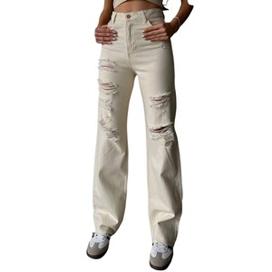 Tendencias de la moda para mujer Vintage Custom High Waisted Blue Wash Utility Jeans Straight Leg Fit Mom Jeans Tapered Casual Jeans Pantalones - Product Image 4