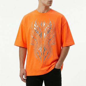 T-shirt pour homme, coupe classique, couleur personnalisée, motif géométrique en strass, manches courtes, col rond, style streetwear, décontracté, respirant, jersey - Product Image 5