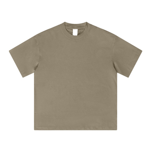 เสื้อยืดผู้ชาย แขนสั้น พิมพ์ลาย สีเอิร์ธโทน ทรงโอเวอร์ไซส์ ผ้าคอตตอน 100% น้ำหนัก 240 กรัม ทรงบ็อกซี่ สไตล์ลำลอง เหมาะสำหรับออกกำลังกายหรือใส่ไปเที่ยว - Product Image 1