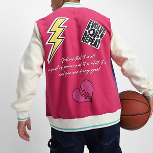 High Quality Canvas Winter <b>Varsity</b> <b>Bomber</b> <b>Jackets</b> <b>Men</b> Women Slim Patchwork Custom Stand Style Plain Quick Dry <b>Varsity</b> <b>Jackets</b> - Product Image 2