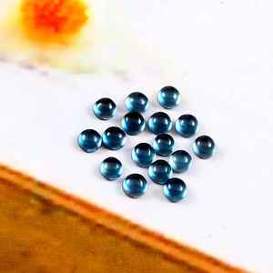Topacio Azul Londres Natural de 3.50MM, Cabujón Redondo de Fondo Plano, Piedra Preciosa Calibrada Suelta Certificada para Fabricación de Joyería al por Mayor - Product Image 2