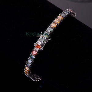 Bracelet tennis en argent 925 avec moissanite arc-en-ciel, serti en canal, bijoux de luxe pour femme, à porter au quotidien - Product Image 5