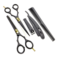 Ensemble de ciseaux de barbier professionnels faits à la main Kounain, acier inoxydable japonais 420, étui noir, pour hommes et femmes, lames Shark.