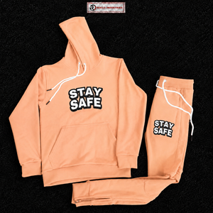 Men Peach Tracksuit Custom Printed Pullover <b>Hoodie</b> Jogger Pants Set Casual Streetwear Fleece Sportswear <b>Gym</b> Training Outfit Sale - Product Image 5