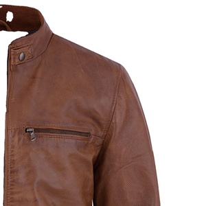 New Winter <b>Men's</b> Genuine Leather <b>Jacket</b> Zipper Style Customized Front Logo <b>Long</b> Sleeves Wholesale Fashion High Quality - Product Image 5