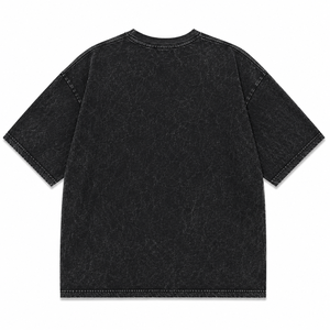 T-shirt en coton lavé surdimensionné pour homme, manches courtes, col rond, couleur unie, style décontracté, tissu jersey, personnalisable et en gros - Product Image 4